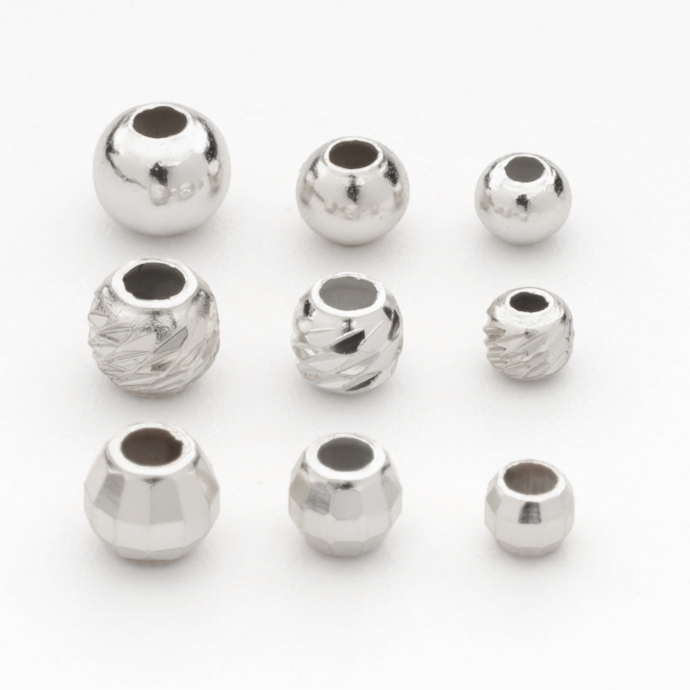 S925 Silver Bead Light Board Bead Batch Flower Bead Laser Bead S925 Silver Bead Accessories DIY Accessories Factory Direct Sales Combination