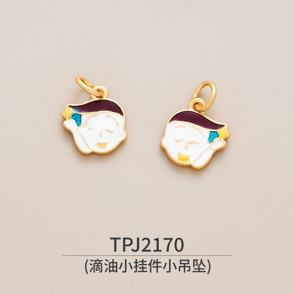 Copper, Ancient Gold, Color-preserving Dripping Oil, Small Pendant, Small Pendant, National Style Bracelet, Bracelet, Jewelry Accessories, Peace Talisman, Lucky Character