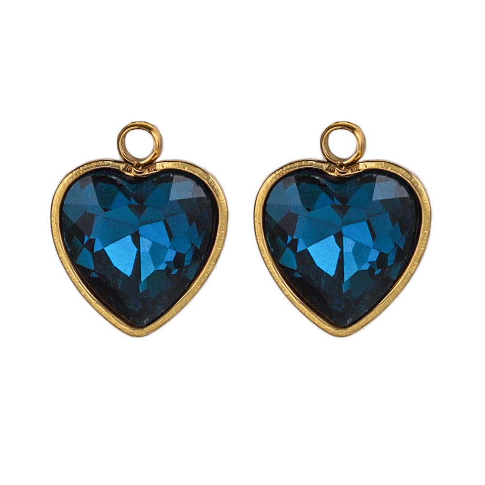 Stainless Steel Love Glass Pendant 18K Vacuum Plated Gold Pendant DIY Necklace Earrings Jewelry Accessories