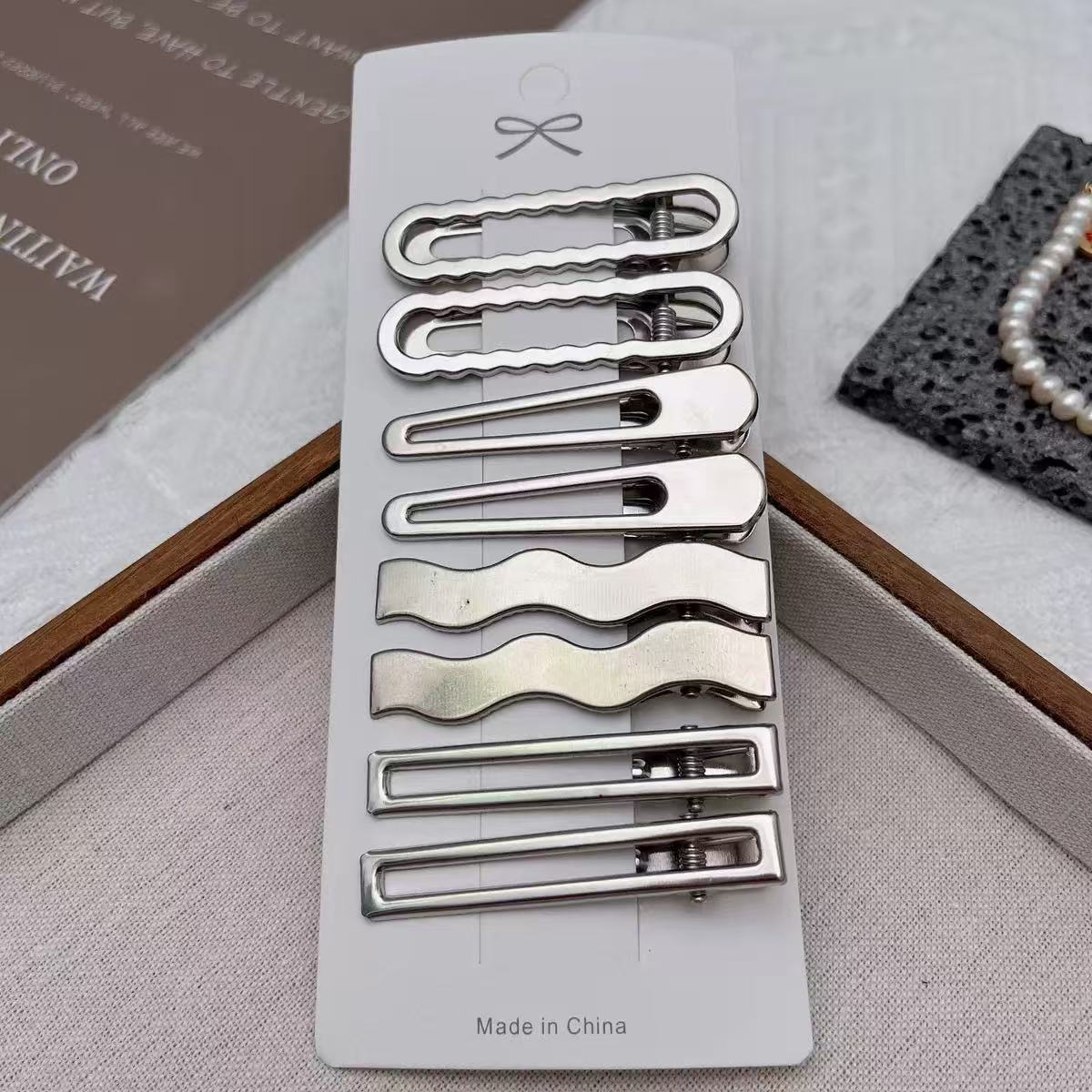 Metal Hairpin Side Broken Hair Bangs Hairpin Spice Girl Hair Accessories Silver Bangs Clip Set Internet Celebrity Side Clip One-word Clip