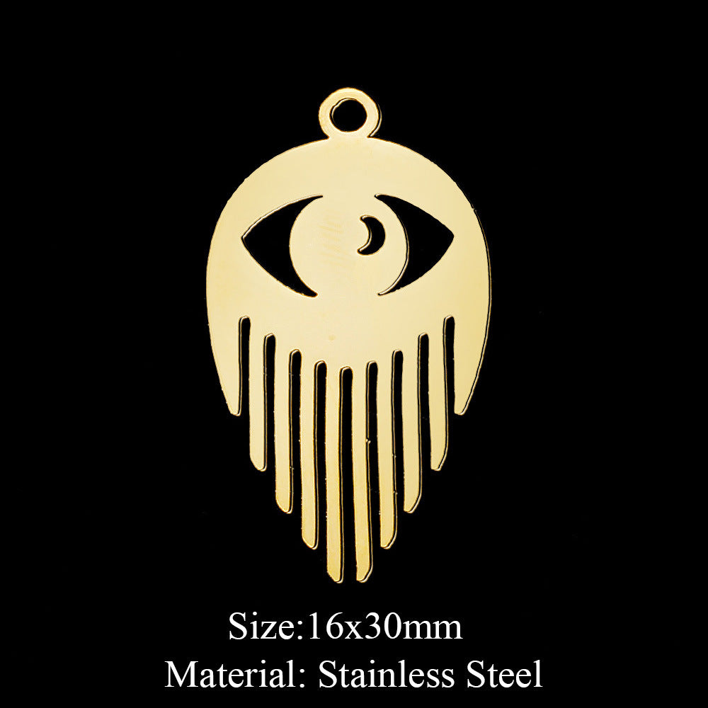 5 Pcs/bag Eye Fairy Face Pendant Geometric DIY Stainless Steel Jewelry Accessories Necklace Pendant