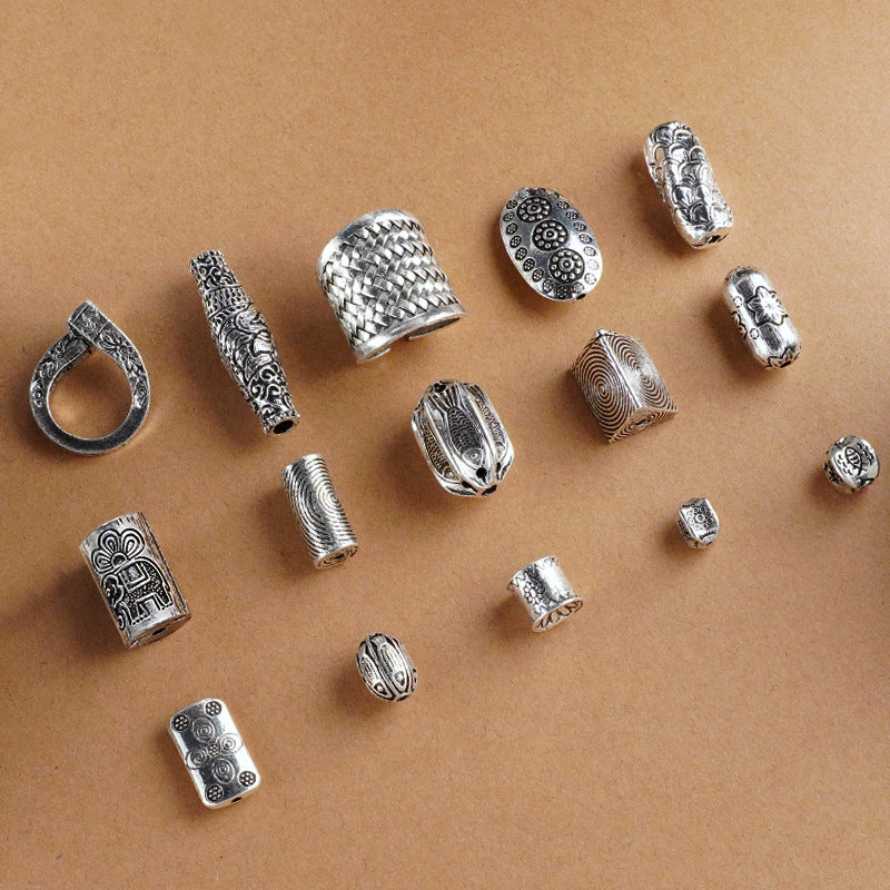 Silver Jewelry Bead Partition Accessories DIY Bracelet Handmade Beading Accessories Running Ring Accessories Thai Silver Chiang Mai Silver Large Bead Partition