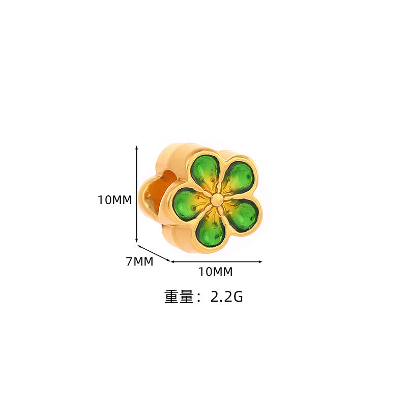 DIY Handmade Bracelet Beaded Accessories Sand Gold Alloy Accessories Dumb Gold Double-sided Flower Large Hole Beads Bracelet Beads