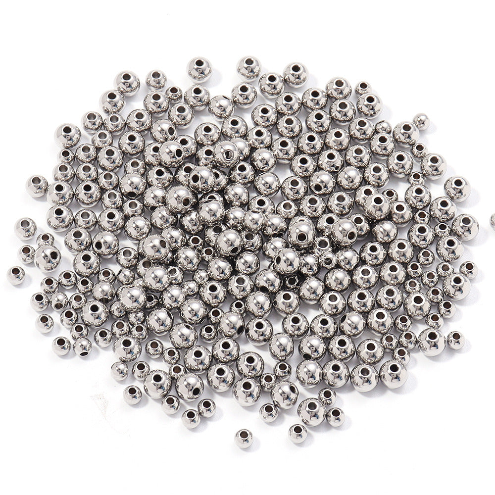 Stainless Steel Large Hole Beads Loose Beads Smooth Solid Beads Perforated DIY Jewelry Accessories Bracelet Bead Spacer Accessories