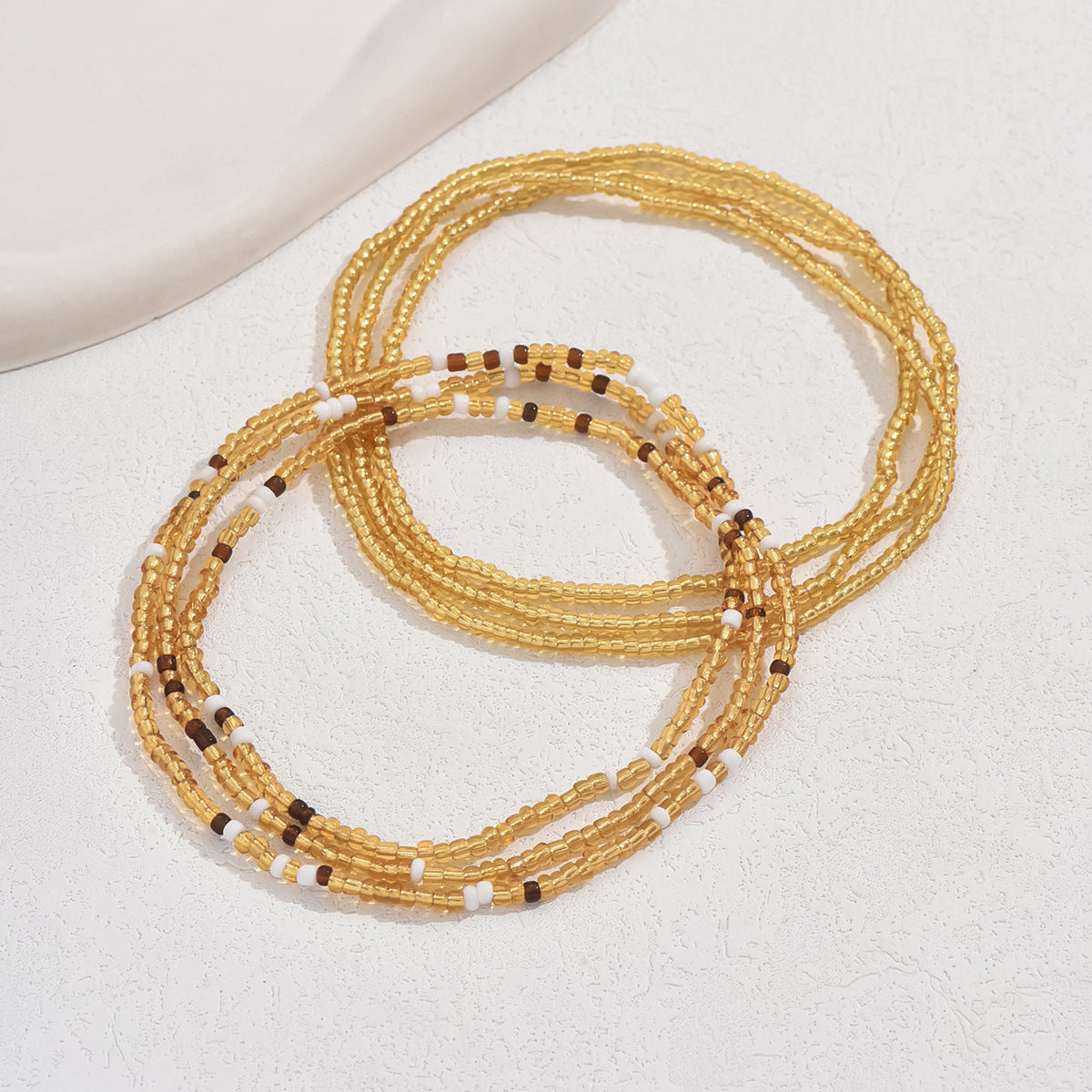 European and American Jewelry Summer Versatile Gold Rice Bead Anklet Creative Bracelet Multi-purpose Beach Trend Two-piece Set