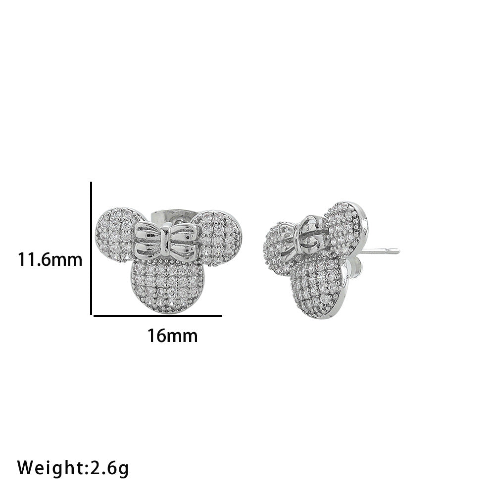 Full Diamond Mickey Three-piece Necklace Female Tide Simple Personality Temperament Internet Celebrity Exquisite Collarbone Chain Pendant for Girlfriends