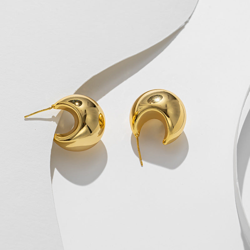 Titanium steel material, real gold electroplated adzuki bean earrings temperament Korea same ins earrings earrings earrings European and American style