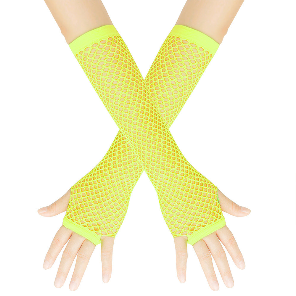 European and American Rough Net Fishing Net Elastic Gloves Sexy Long Gloves Punk Half Finger Nightclub Party Etiquette Gloves