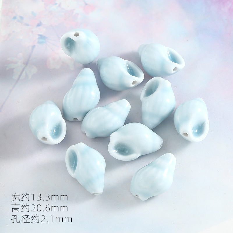 Ocean Wind Ceramic Beads Rabbit Conch Cat Claws Beaded Accessories Handmade Material DIY Loose Beads Bracelet Accessories