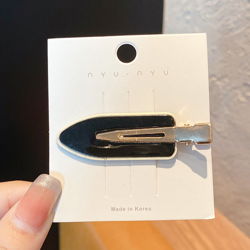 Black and White Checkerboard Hairpin Seamless Hairpin Broken Hair Bangs Side Clip Female Korean Duck Bill Clip One-word Clip