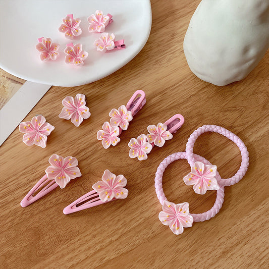 Pink Sweet Cherry Blossom Hairpin Side Girl Bangs Broken Hairpin Girl Flower Hair Band Back Head Female Hair Accessories