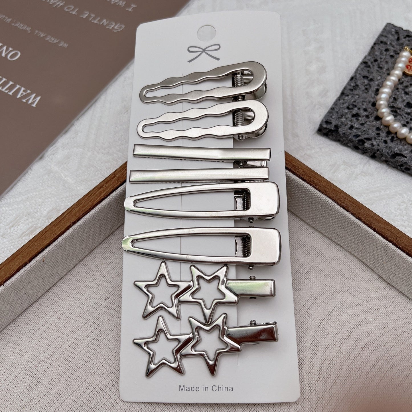 Metal Hairpin Side Broken Hair Bangs Hairpin Spice Girl Hair Accessories Silver Bangs Clip Set Internet Celebrity Side Clip One-word Clip