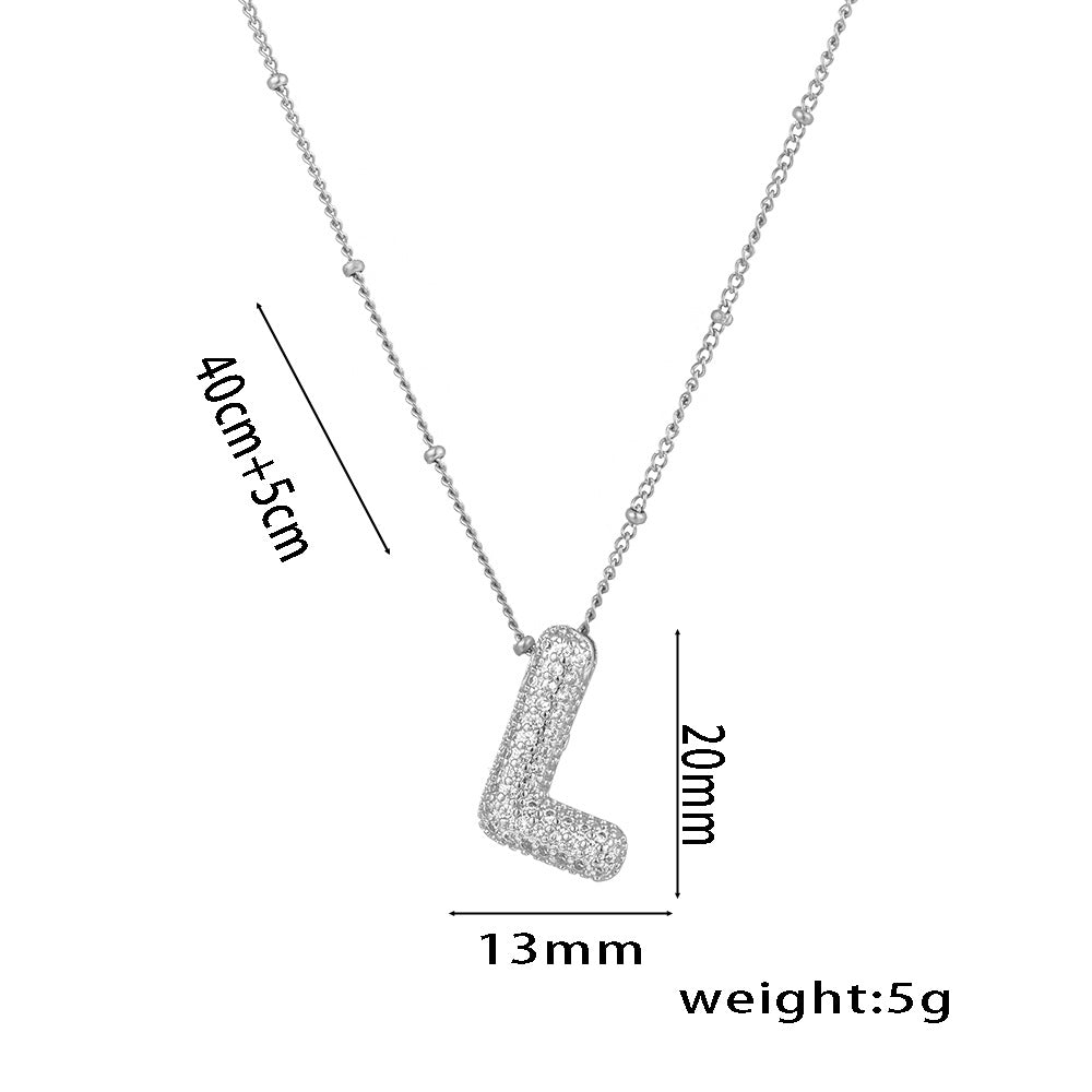 New European and American Micro-inlaid Zircon 26-letter Pendant Necklace Copper-plated 18K Gold Fashion Versatile Classic Jewelry