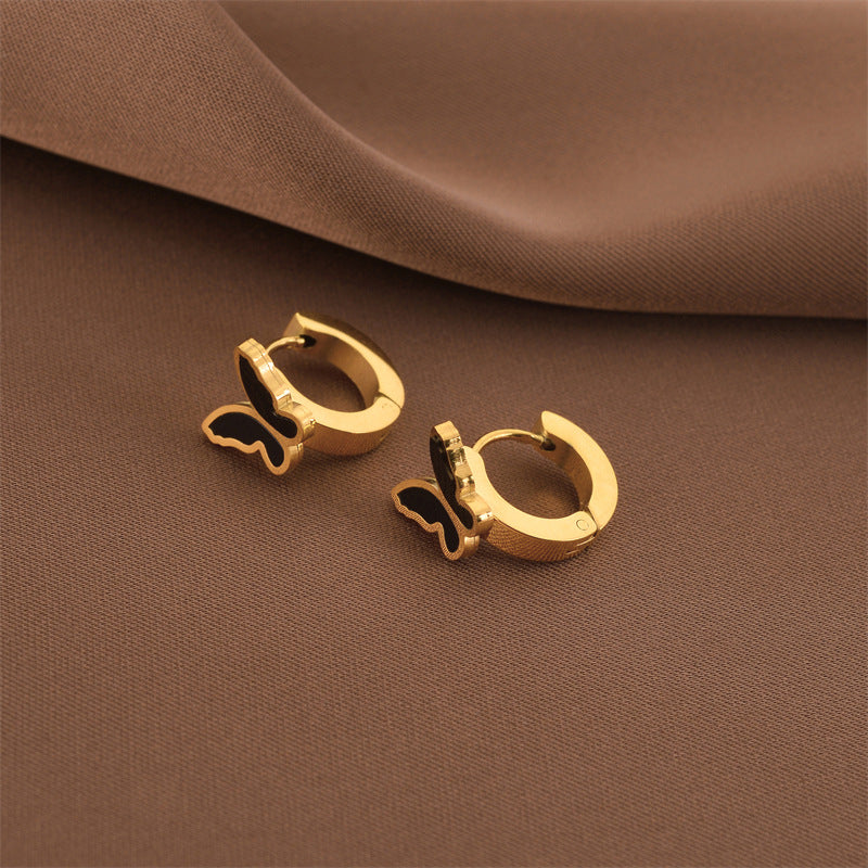 Fashion Titanium Steel Does Not Fade Short Ear Buckle Simple Geometric Rose Gold Earrings Stud Earrings