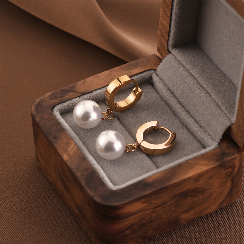 Fashion Titanium Steel Does Not Fade Short Ear Buckle Simple Geometric Rose Gold Earrings Stud Earrings