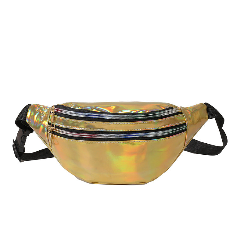 New Summer Men and Women Laser Fanny Pack Outdoor Glossy Sports Breast Bag Multi-functional Messenger Bag