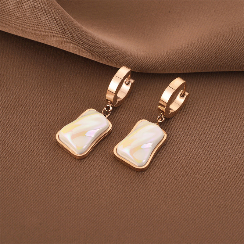 Fashion Titanium Steel Does Not Fade Short Ear Buckle Simple Geometric Rose Gold Earrings Stud Earrings