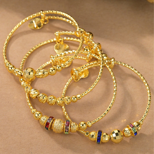 Children's Jewelry Gold Push-Pull Beaded Bracelet