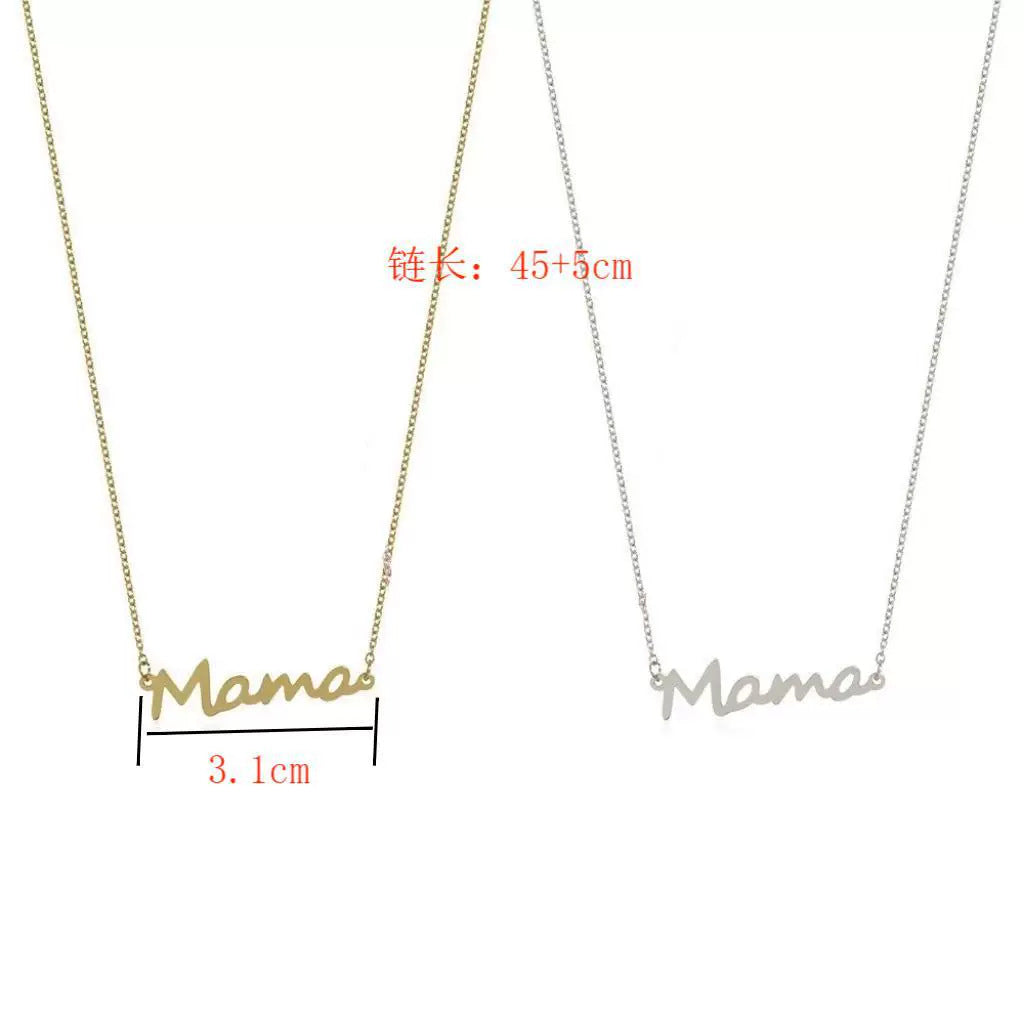 European and American Fashion Creative Design Mother's Day Gift Stainless Steel Mama Letter Pendant Necklace