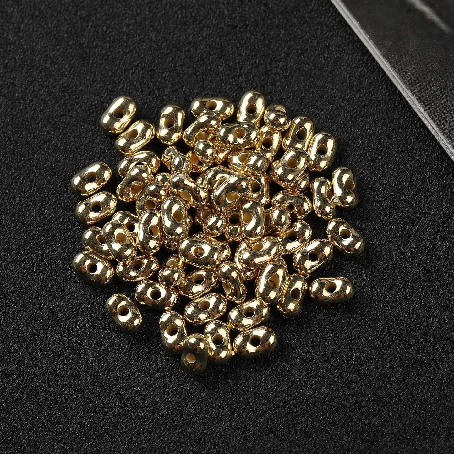 Acrylic Peanut Bead Separator DIY Bracelet Necklace Positioning Bead Accessories, Gold Silver Loose Beads
