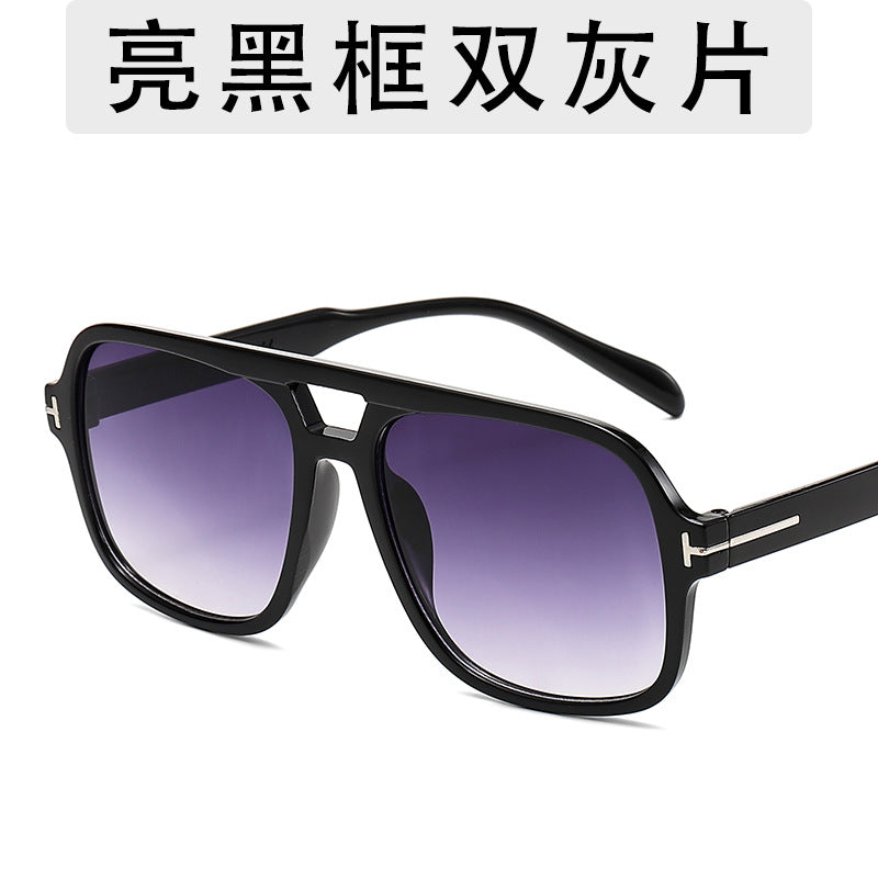 Wholesale Large Frame Glasses Overseas Fashion Texture Matching Sunglasses Spring New Double Beam Sunglasses