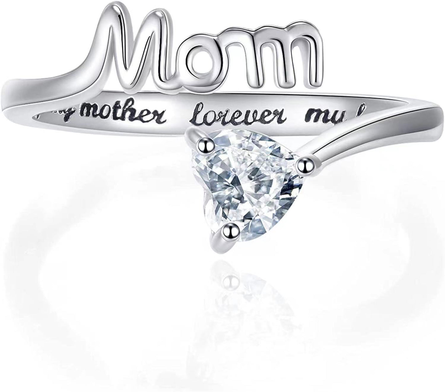 European and American New Jewelry, Creative and Simple Diamond-set MOM Opening Adjustable Women's Zircon Family Mother's Day Ring