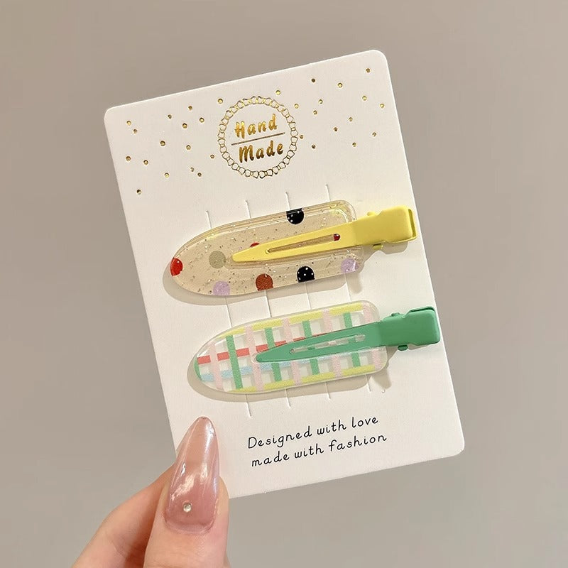 Black and White Checkerboard Hairpin Seamless Hairpin Broken Hair Bangs Side Clip Female Korean Duck Bill Clip One-word Clip