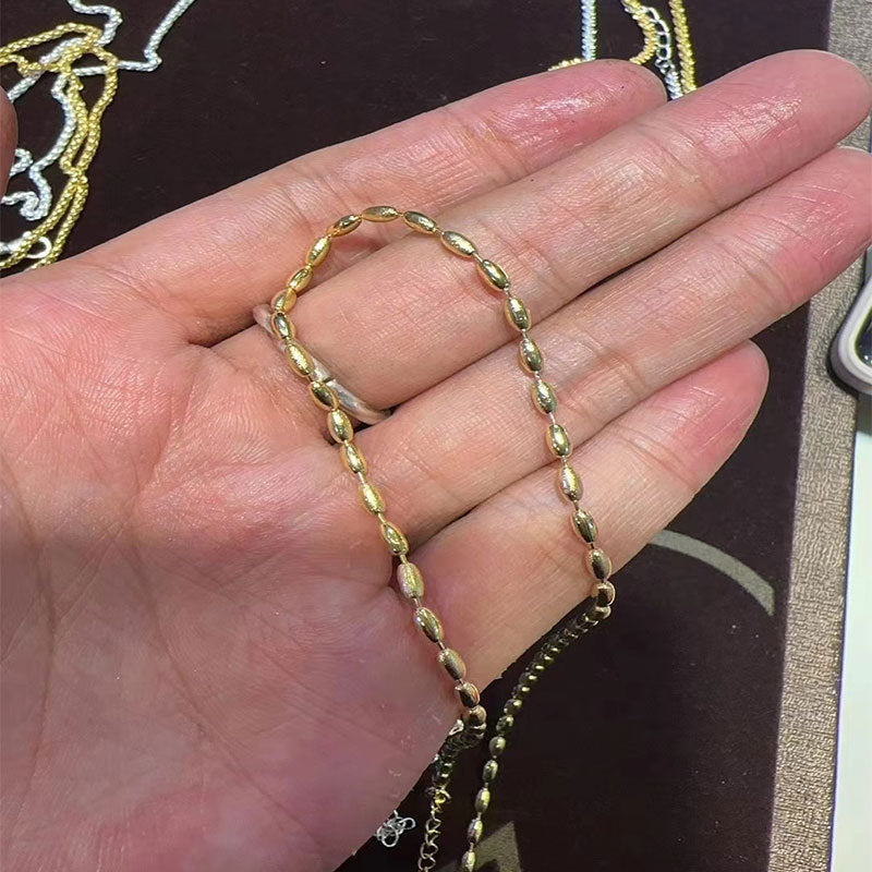 Silver-plated Natural Aquamarine Moonstone Necklace Women's High Sense Ins Wind Niche Versatile Oval Pendant Collarbone Chain