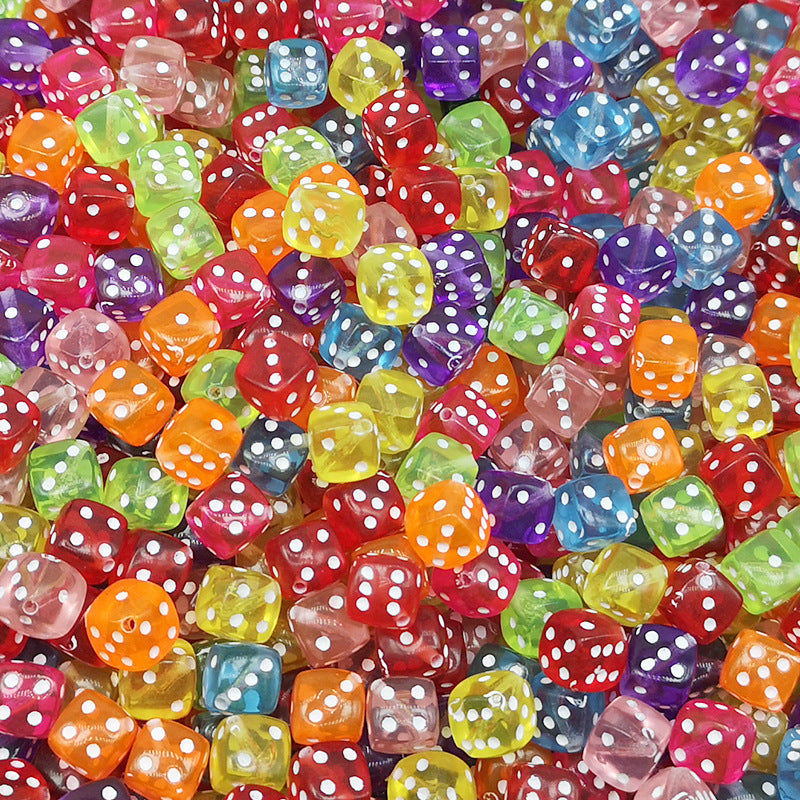 Accessories 8mm Acrylic Mahjong Dice Beaded Oblique Hole Dice Loose Beads DIY Material Bracelet Necklace Bracelet