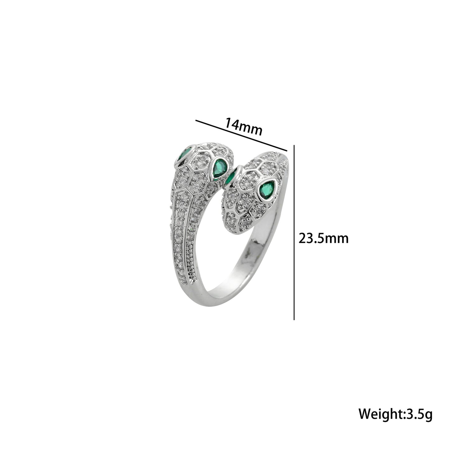 Micro-inlaid Zircon Two-headed Snake Ring, Women's Light Luxury High-end Sense Snake-shaped Personalized Index Finger Ring, Niche Design Sense Ring Tide