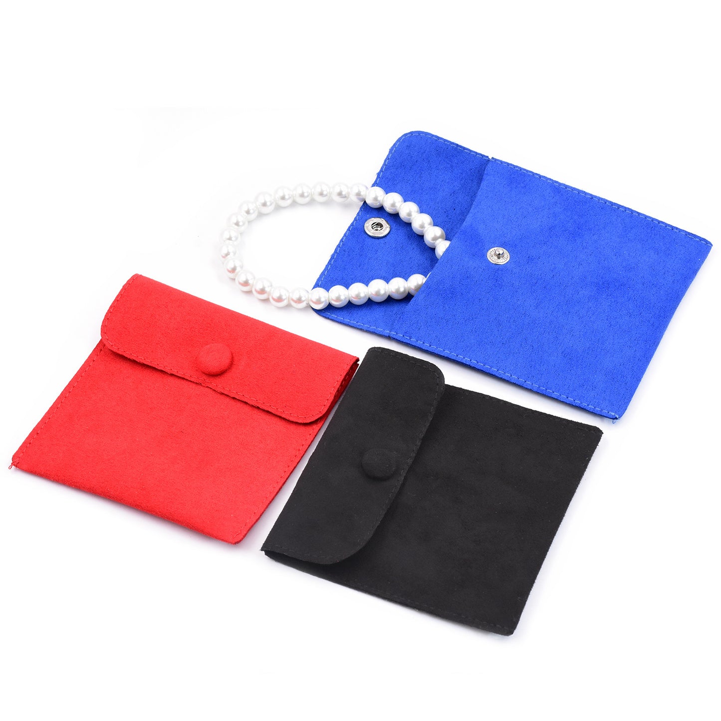 New Year's Gift Storage Jewelry Ring Jewelry Bag Microfiber Leather Simple Multi-color Snap Button Flip Bag Flannel Bag Customization