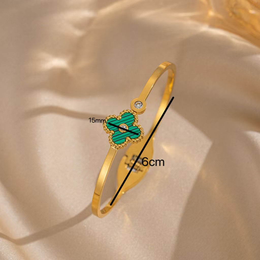 Europe and The United States Hot-selling Diamond-encrusted Titanium Steel Bracelet Women's High-grade Temperament Stainless Steel Open Bracelet Hand Jewelry