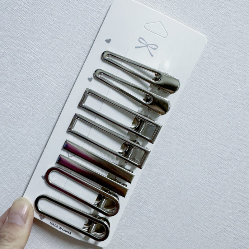 Metal Hairpin Side Broken Hair Bangs Hairpin Spice Girl Hair Accessories Silver Bangs Clip Set Internet Celebrity Side Clip One-word Clip
