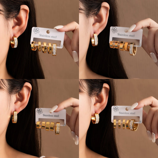 304 Stainless Steel Earrings Set Gold Non-fading Earrings Women's Earrings