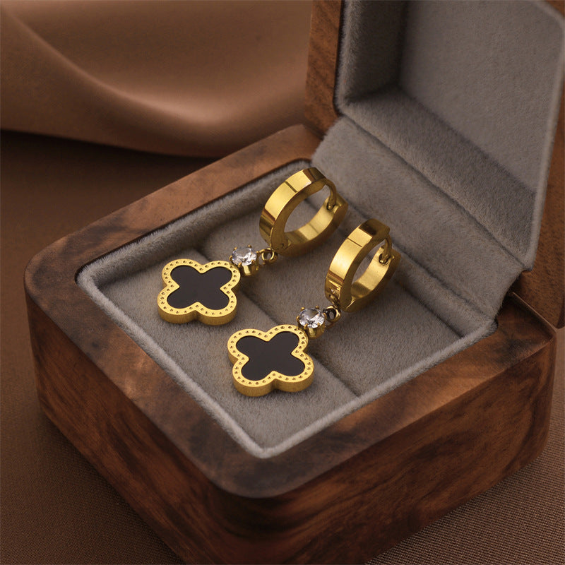 Fashion Titanium Steel Does Not Fade Short Ear Buckle Simple Geometric Rose Gold Earrings Stud Earrings