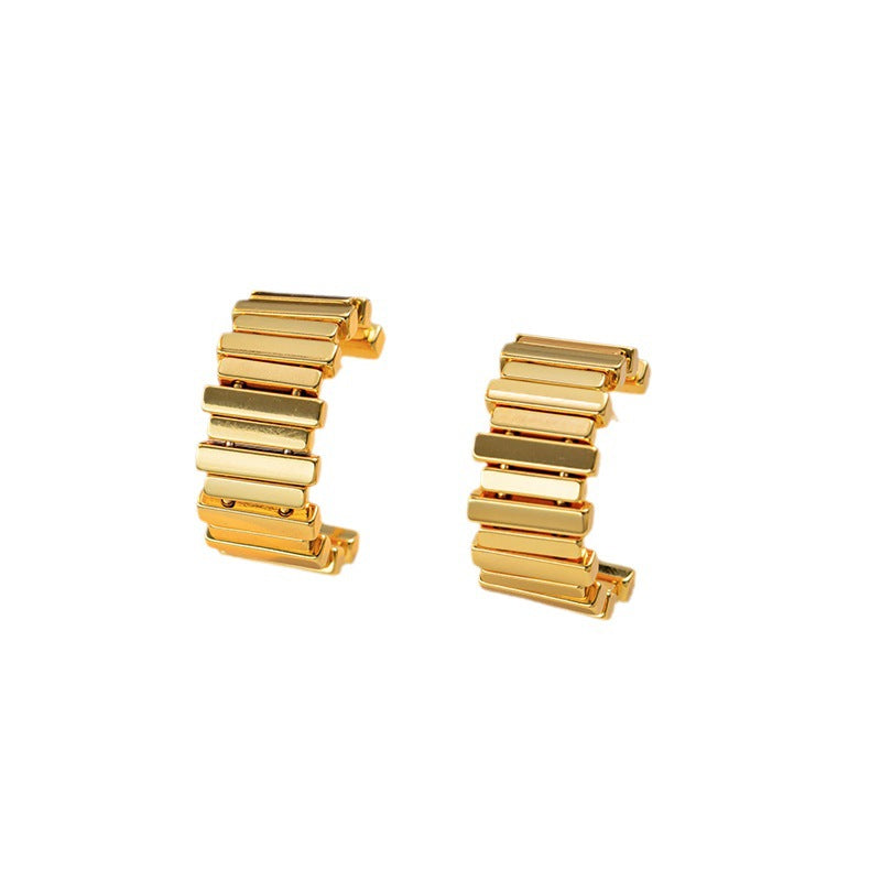 Titanium steel irregular C-shaped geometric earrings, European and American niche fashion high-end earrings, simple and versatile, earrings wholesale - NiceOceanJewelry