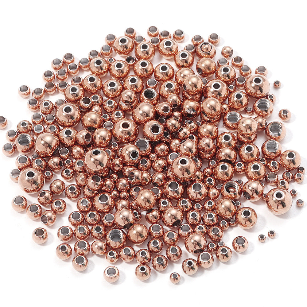 Stainless Steel Large Hole Beads Loose Beads Smooth Solid Beads Perforated DIY Jewelry Accessories Bracelet Bead Spacer Accessories