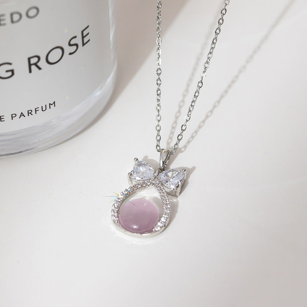 Summer Silver Titanium Steel Non-fading Necklace Women's Fashion Light Luxury Pendant Girls Necklace