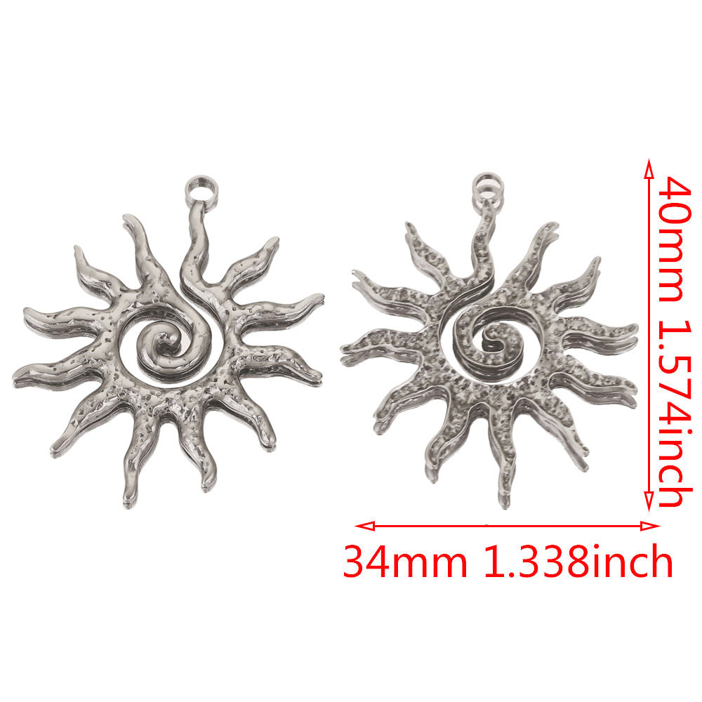 Vintage European and American Stainless Steel Smiley Face Sun and Moon Pendant, Titanium Steel DIY Pendant Necklace Handmade Accessories