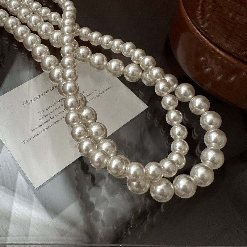 S925 Sterling Silver Korean Version Niche Design Strong Light Pearl Necklace Korean Simple Collarbone Chain Wholesale
