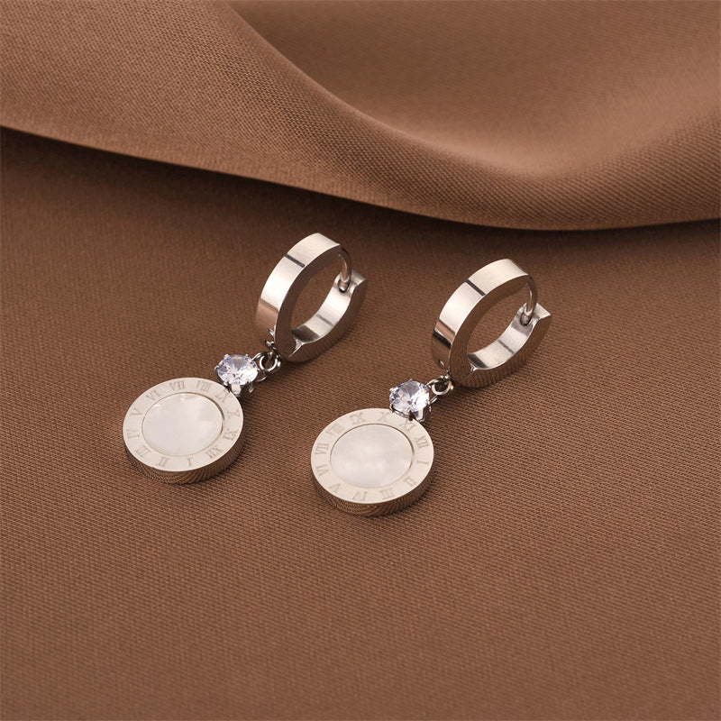 Fashion Titanium Steel Does Not Fade Short Ear Buckle Simple Geometric Rose Gold Earrings Stud Earrings