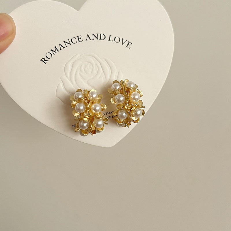 Retro Hong Kong Style Temperament Stud Earrings Female Explosion Internet Celebrity Niche High Sense Gold Earrings