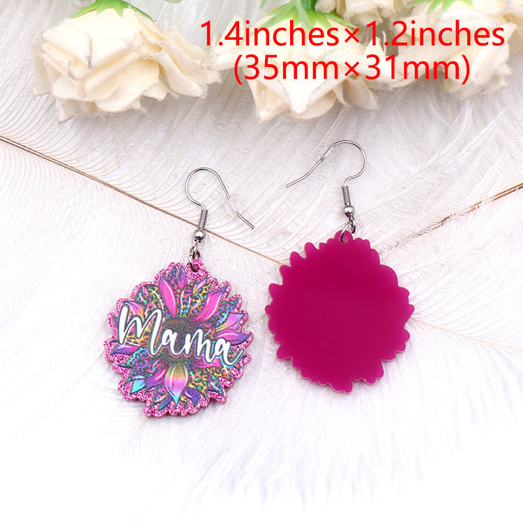 Fashion Mother's Day Gift Acrylic Jewelry Women Colorful Flowers Mom Mom Earrings