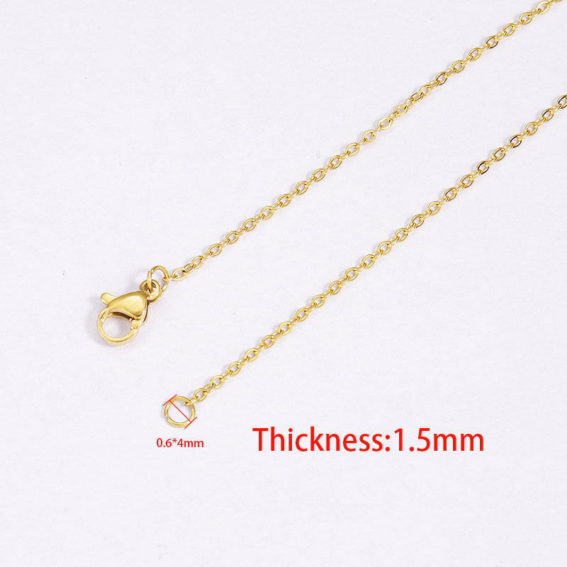 Stainless Steel Furnace Electroplating 18k Gold Square Cross Chain Necklace Cable Chains Necklace 60cm