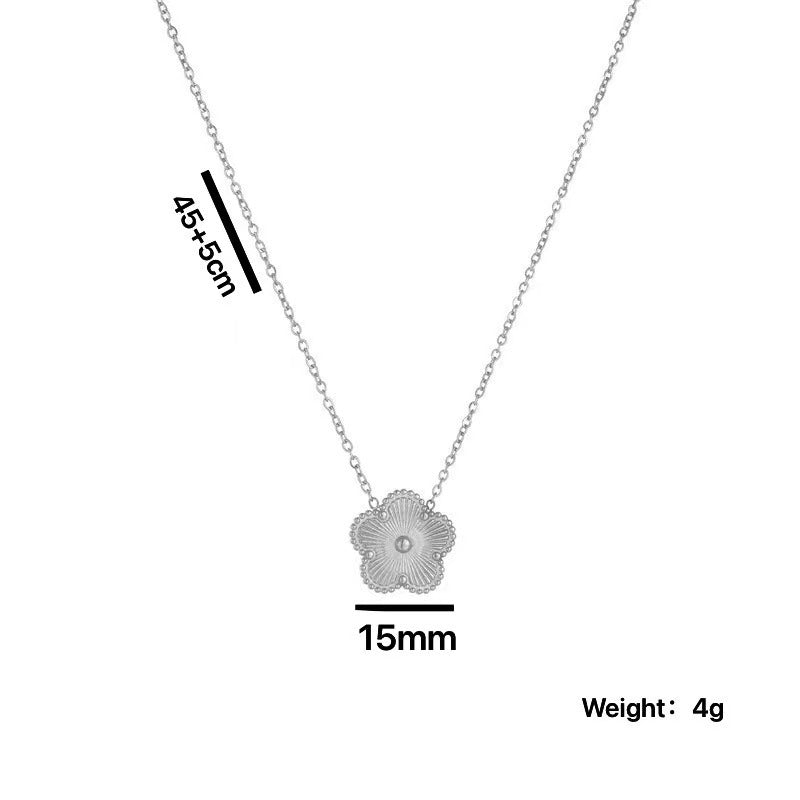 Simple Temperament Five-leaf Flower Jewelry Set, Four-leaf Clover Laser, Titanium Steel Plum Blossom Fashion Versatile Internet Celebrity Tide Jewelry