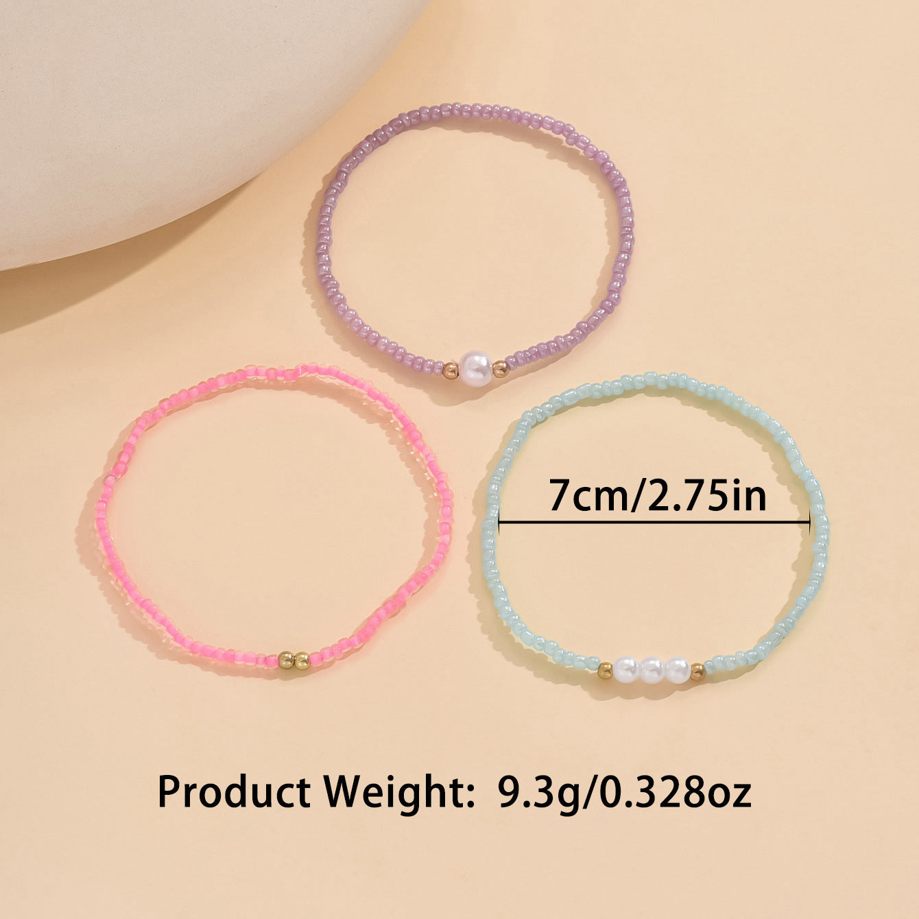 European and American Jewelry Summer Pearl Rice Bead Anklet Simple Creative Bracelet Multi-purpose Beach Trend Three-piece Set