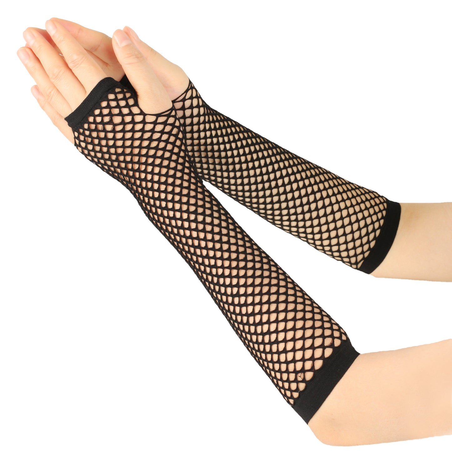 European and American Rough Net Fishing Net Elastic Gloves Sexy Long Gloves Punk Half Finger Nightclub Party Etiquette Gloves