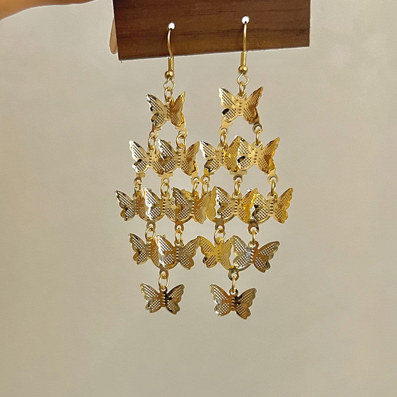 Retro Hong Kong Style Temperament Stud Earrings Female Explosion Internet Celebrity Niche High Sense Gold Earrings