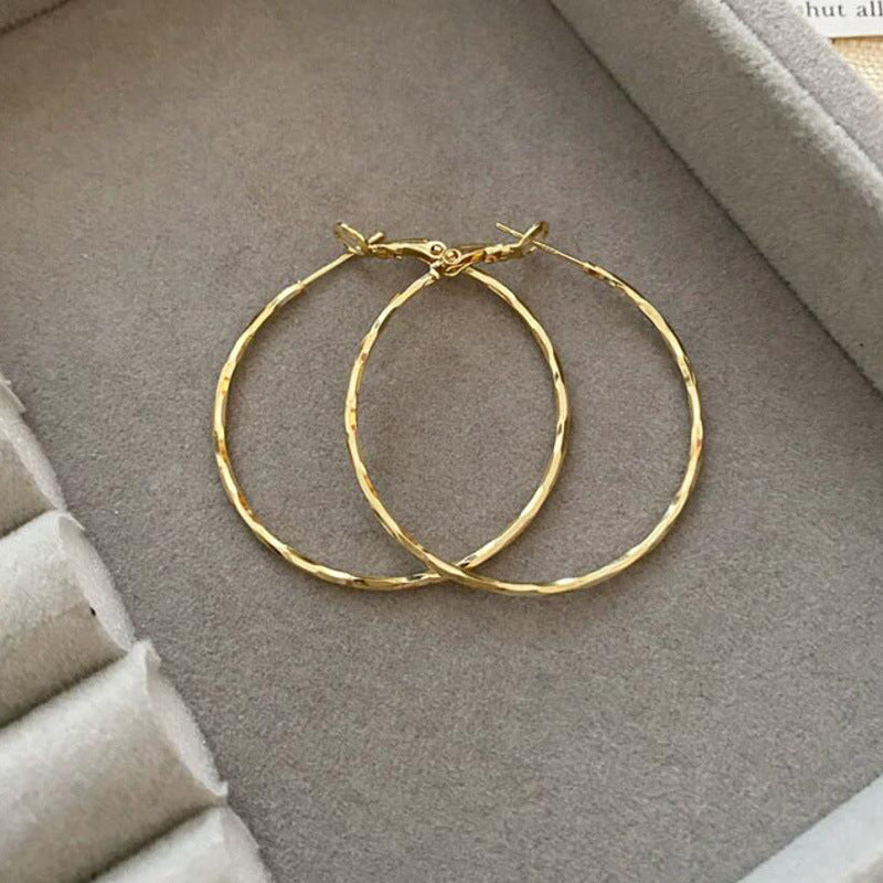 Large Circle Earrings 925 Plain Circle Personality Exaggerated Cold Wind Temperament Earrings Women