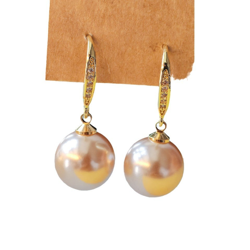 Pearl Earrings French High-end Micro-inlaid Zircon Pearl Ear Hook Simple Celebrity Temperament Earrings